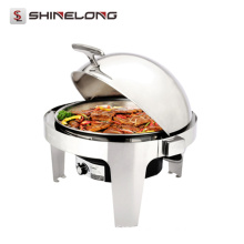 C179 Stainless Steel Round Roll Top Chafing Dish With Electric Water Pan